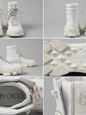 JIMMY CHOO White leather Diamond x Hike/F leather boots